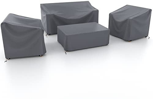 WISCLASS Patio Furniture Covers,4-Piece Outdoor Garden Covers,Waterproof 420D Heavy Duty Set covers Windproof，Durable Fade Rip Resistant