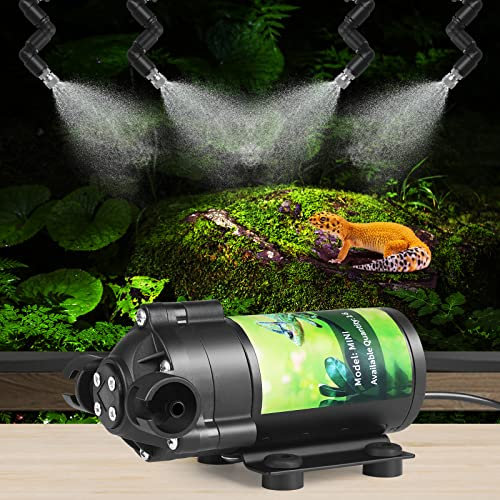 DAOTAILI Reptile Mister Misting System mit 4 Düsen | 360° einstellbares Spray, externes Reservoir & leise Pumpe für Terrarien