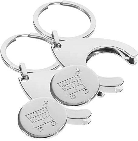 CIYODO 2pcs Trolley Token Metal Keyring Key Chain for Shopping Cart Accessory Hanging Pendant for Portable Use