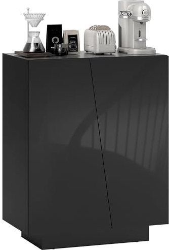 HOMCOM Armoire de Rangement autoportante Brillante avec étagères réglables pour Salon, Chambre à Coucher, Couloir, Noir