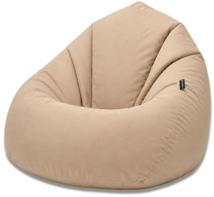 BuBiBag Sitzsack XXL Bodenkissen für Erwachsene & Kinder - Geeignet für Gaming oder Entspannen - Indoor wie Outdoor da er Wasserfest ist - mit EPS Perlen (Beige, XL)