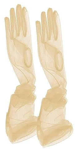ZUYPSK DRHOM Braut Vollfinger Handschuhe Lange Hochzeit Arm Stulpen Brautstulpen aus Transparent Tüll Elegante Cocktail Party Ball Accessoires