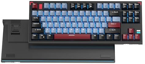 MageGee 80% Tenkeyless Mechanical Gaming Keyboard, Compact 87 Keys Blue LED Backlit Wired Gaming Keyboard with Side Light for Windows PC - Black & Blue, Brown Switches