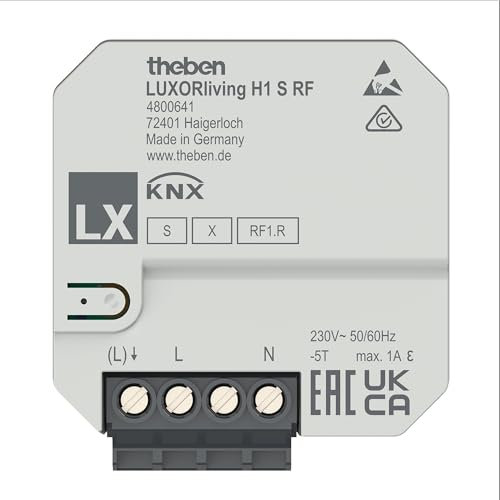 Theben 4800461 I LUXORliving H1 S RF I 1-fach Funk-Heizungsaktor I Unterputz I Geräuschlose Ansteuerung thermischer Stellantriebe 230 V AC I Für KNX Smart Home-System LUXORliving