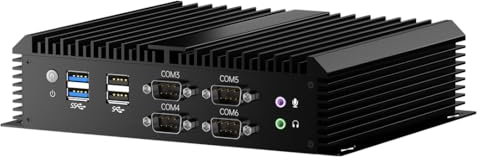 Mavsloly Fanless Mini PC, Industrial Computer with Core i7-1165G7, 16G RAM 256G SSD, Dual NIC 2.5G LAN, 6*COM RS232, 1*HDMI 1*VGA, Wi-Fi, Support Wake On LAN/Auto Power On, Windows 11 Pro