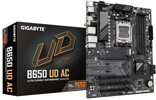 GIGABYTE B650 UD AC Scheda madre - AMD Ryzen serie 9000, VRM a 6+2+2 fasi, fino a 7600 MHz DDR5 (OC), 1xPCIe 5.0 + 2xPCIe 4.0 M.2, LAN GbE, WIFI 5, USB 3.2 Gen 2