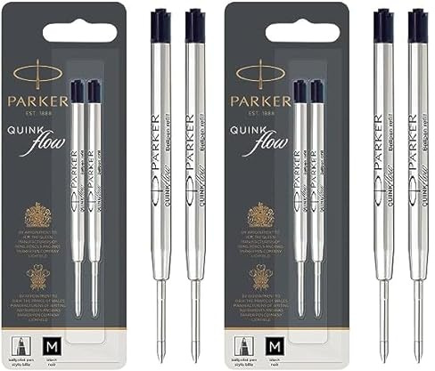 Parker Ballpoint Pen Refills | Medium Point | Black QUINKflow Ink | 2 Count (Pack of 2)