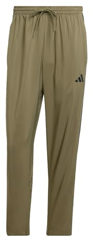 adidas Uomo Essential Three Stripes Stanford Open Hem Pants, Olive Strata/Black, L