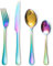 LAZAHOME Cutlery Set for 8 People,32 Piece Mixed Cutlery Sets,Rainbow Cutlery Set with Spoon Knife and Fork,Stainless Steel Flatware Set,Dishwasher Safe,Easy Clean, Mirror Polished