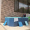 Grande piscina e mini piscine con telaio per cortile esterno giardino per bambini/animali domestici/bambini, piscina per bambini blu verde per bambini/piscine fuori terra cornice rettangolare in legno