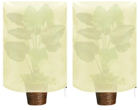 Plant Cover, 2Pcs Reusable Plant Fleece Frost Protection Covers with Zipper Drawstring, Garden Plant Warming Fleece Jacket for Winter Outdoor Fruit Tree Potted Plants from Birds and Insects (80*100cm)