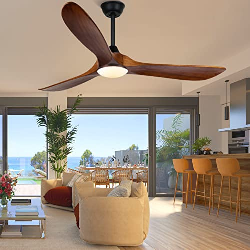 Ventilateurs de plafond avec lumières et télécommande, ventilateur de plafond moderne de 52 pouces avec lumière, ventilateur de plafond avec lumières de chambre à coucher, 3 couleurs changeantes,