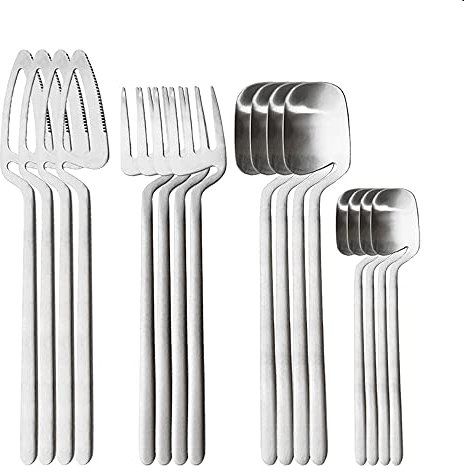 Ensemble de couverts 16 pièces Ensemble de couverts de table dorés Ensemble de couverts en acier inoxydable Couteau Fourchette Cuillère Ensemble de couverts de cuisine Ensemble de vaisselle en argent