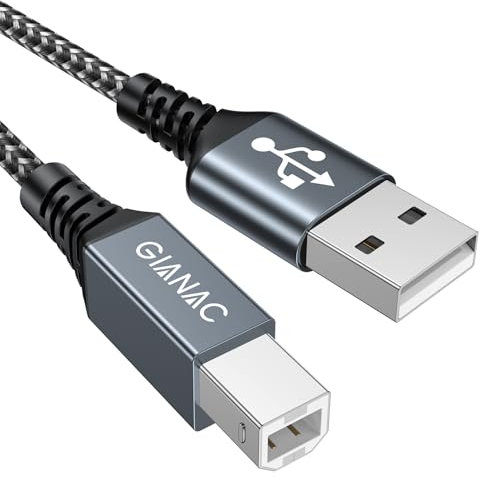GIANAC USB Druckerkabel [3M] USB A zu B Druckerkabel Nylon Geflochten Scannerkabel USB 2.0 Typ B Kabel für HP, Brother, Dell, Canon, Epson, Lexmark, Xerox, Samsung und Scanner usw