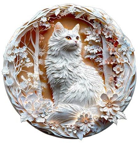 Holzpuzzle Erwachsene 3D Katze-3-200 Teile holzpuzzle Geschenkbox, Wanddekoration und Geschenk für Freunde und Familien