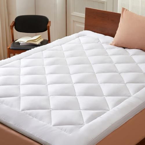 CASABEL Topper Microfibra Suave y Transpirable 1000g/m², Doble, 140x190cm | Confort suave, relleno generoso, acolchado diamante, hipoalergénico, sujeción con elásticos, lavable a máquina, Doble