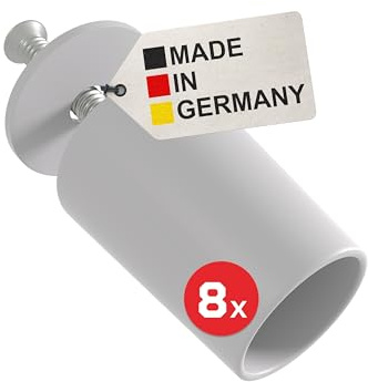 BAUHELD Rolladen-Stopper 27mm [8 Stück] - Made in Germany - Anschlagpuffer aus stabilem Kunststoff - Anschlagstopper für Rollladen mit Schrauben - Passend auf Rolladenpanzer Lamellen - Hellgrau
