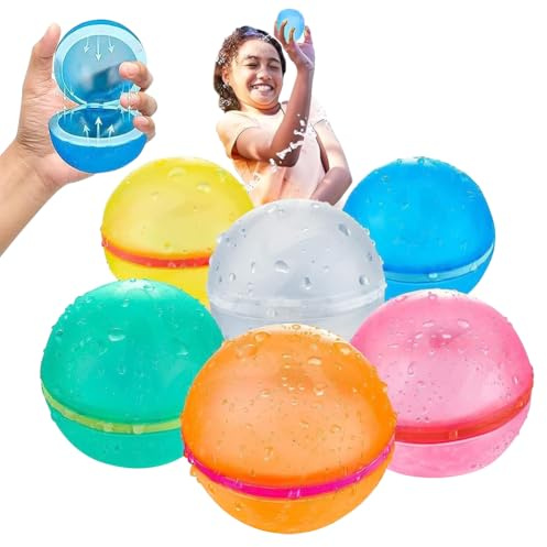 Wiederverwendbare Wasserbomben Magnet 6 Stück Magnet Wasserbomben Selbstschließend Mit 1 Mesh Bag, Schnell befüllbare Silikon Spritzbälle für Kinder, Erwachsene, Strand, Outdoor-Spielzeug Im Pool