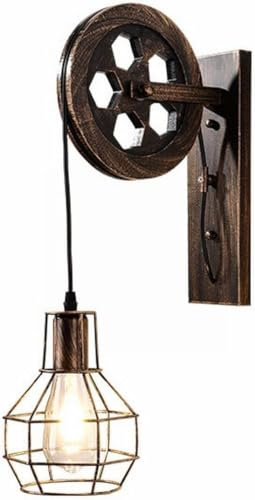 Genérico Lámpara de pared V-intage Led Polea Lámpara de pared American Retro Loft Montado en la pared Luminaria de hierro forjado Suspensión de óxido Lámparas industriales