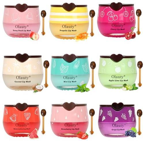 TITIMORE 9Pcs Bee Lip Balm Honey Pot,Bee Lip Mask Honey Lip Balm Uk,Stocking Stuffers for Women,Hydrating & Prevention Dry and Cracked Lip Scrubs Exfoliator Plumping Christmas Gifts