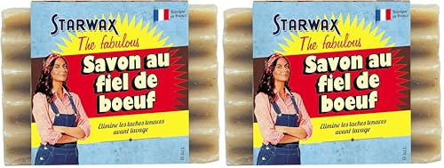 STARWAX THE FABULOUS - Jabón de Hiel de Buey - Elimina las manchas rebeldes antes del lavado - Formato sólido - Biodegradable al 99% - Sin colorantes - Fácil de usar - 100g (Paquete de 2)
