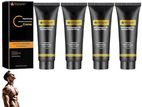 Elycura Männercreme für tägliche Pflege, Performance-Creme, Elycura Intimcreme für Männer, Regenerationscreme für Männer, Pflegende Körperbutter, Für neue Vitalität und mehr Selbstvertrauen (4 Stück)