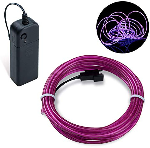 COVVY Wasserdicht Flexibel 3M 9 FT Neon Beleuchtung Lichtschlauch Leuchtschnur EL Kabel Wire mit 3 Modis für Disco Party Kinder Halloween Kostüm Kleidung Weihnachtsfeiern (Lila)