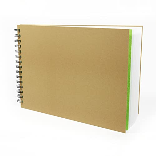 Artgecko Skizzenbuch mit Einband aus Kraftpapier, DIN A4, im Querformat, 80 Seiten (40 Blatt), 150 g / m², säurefrei, weißes Zeichenpapier