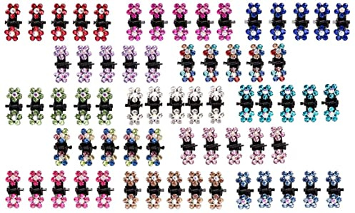ANBALA 65pcs Mini Hair Clips No-Slip Grip Small Claw Clips Glitter Teeth Clips Rhinestone Hair Clips Metal Clamps Flower Hair Accessories for Women Girls (Mix Color)