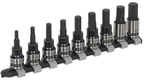 Sealey AK7986 9pc 3/8Sq Drive Hex Key Socket Bit Set - Black Series