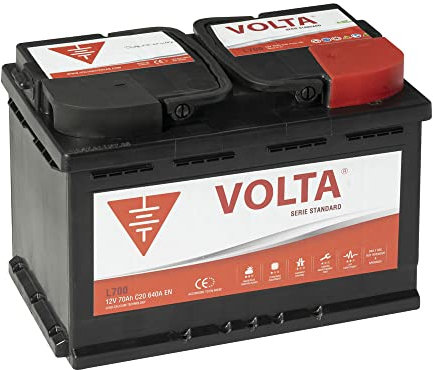 Volta baterías Bateria de Coche Standard 70Ah 640A - Borne +Dcha - Medidas Largo 278 x Ancho 175 x Alto 190 mm con 2 años de Garantía, para Automóvil de turismo - Fabricación Europea.