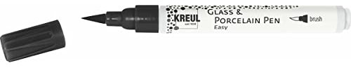 KREUL 16481 - Glass & Porcelain Pen Easy schwarz, mit elastischer Pinselspitze, brillante Glas- und Porzellanmalfarbe, halbdeckend, lichtecht, ideal für Handlettering und schöne Schriften