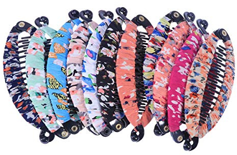 Lurrose 6 stücke Modische Banane Haarspange Tuchkunst Floral Fisch Form Pferdeschwanz Halter Starke Spannung Haar Klaue Größe M
