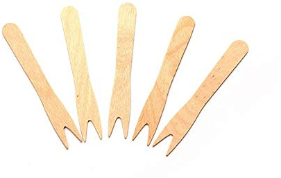 MANK Pommesgabel aus Holz, 85 mm, 2000 Stück – Nachhaltige Einweg-Holzgabeln für Imbiss, Streetfood, Events und Gastronomie – Umweltfreundlich, stabil und hygienisch