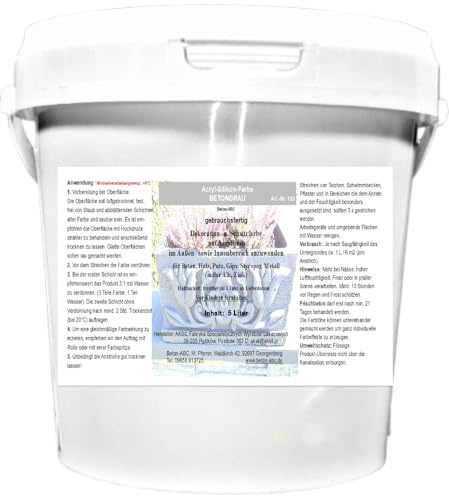 Betongrau - Beton Farbe - Acryl Silikon 5 Liter (€14,80/L)