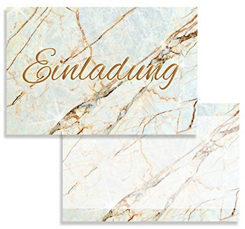 Klasse Einladungskarten mit Umschlägen 10 er Set 2 seitig Marmor Einladung Geburtstag Feier Jubiläum 20 30 40 50 60 70 80 Hochzeit Geburtstagsfeier Einladungskarte beige elegant