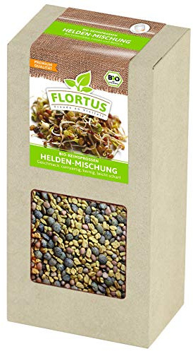 FLORTUS BIO Keimsprossen Helden-Mischung (Bockshornklee, Linsen und Rettich) | Gesunde & leckere Keimsprossen | Sprossensaat | Keimsprossen | Keimsaaten