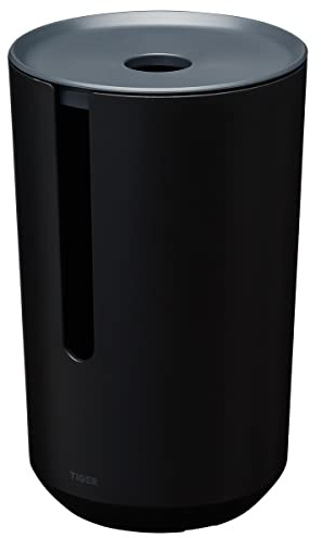 Tiger Tess Reserverollenhalter, Behälter mit Deckel zur Aufbewahrung von Toilettenpapier, Kunststoff, Schwarz/Anthrazit, 143x233x143 mm