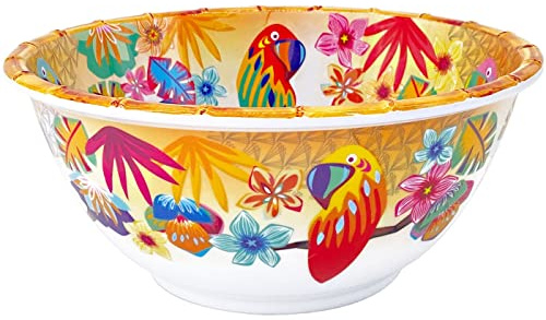 Les Jardins de la Comtesse - tiefe Salatschüssel aus Melamin – Bahia-Blätter – 3 l/25 cm – mehrfarbig – Geschirr Geschirr fast unzerbrechlich MelARTmine