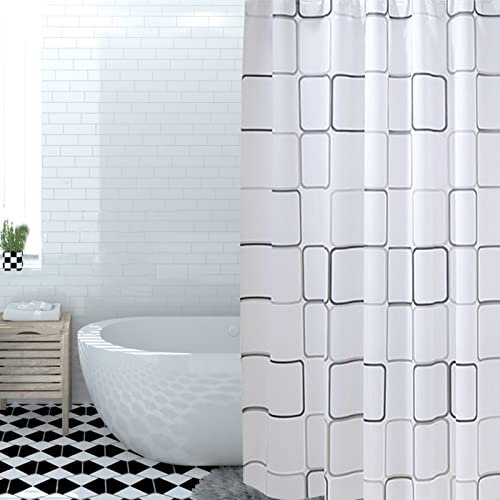 Juingio Duschvorhang, Schimmelresistent, Weiß, Wasserdicht und Schimmelbeständig, Mit 12 Haken, Badewannenvorhang 180 x 200 cm