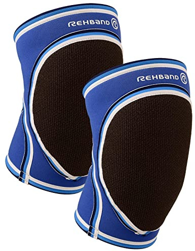 Rehband Knieschoner für Volleyball oder Handball, 7mm Neopren Sport Knieschützer, gepolsterte Kniebandage mit anatomischer Passform für Damen & Herren, Farbe:Blau - 1 Paar, Größe:S