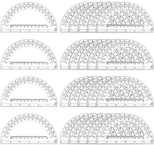 Zonon 24 Pieces Plastic Protractors Bulk Classroom Clear Math Protractors 180 Degrees 6 Inch for Geometry Student, Angle Measurement, Students Back to School Supplies Office Supplies