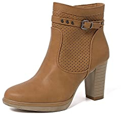 QUEEN HELENA Tronchetti Traforati Stivaletti con Tacco Bassi Zip Laterale con Plateau Donna XX28-107