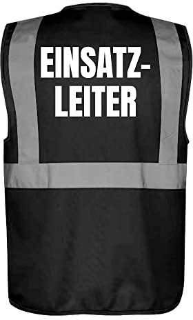 Fassbender-Druck WARNWESTEN - Sicherheitsweste GELB mit Taschen und Reißverschluss nach EN ISO 20471 zertifiziert - Warn Weste für EINSATZLEITER - Unisex mit hochwertigem Reflektorstreifen