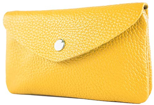 modamoda de P11 Damen Leder Geldbörse Portemonnaie Medium Handmade in Italy, Farbe:Sonnengelb