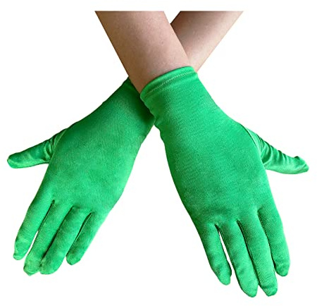 AUSUAYA Kurze Opernhandschuhe aus Satin für Damen, 1920er Jahre, handgelenklang, Brauthandschuh für Abend, Tanz, Party, Kirche, Hochzeit, GB-WG-S-G1, lime, One size