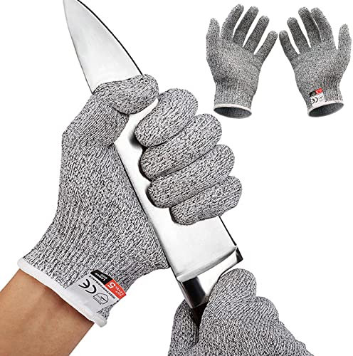 WUDQIJI Schnittfeste Handschuhe 1 Paar Schnittschutzhandschuhe Schnittsichere Handschuhe Arbeitshandschuhe mit Schutzstufe 5 lebensmittelecht für Schnittsichere Geeignet Küche Gartenbau (S)