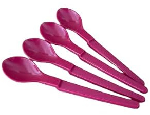 NewTupperware Hängelöffel, 14 cm lang, abgewinkelter Griff, 4 Stück, Himbeere