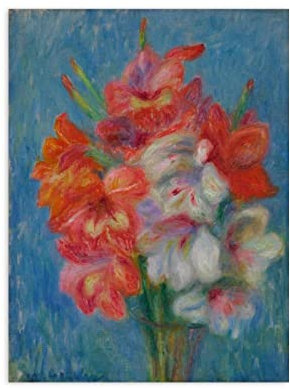 NOLEGA William James Glackens Bild,Berühmte Gemälde Poster Rosa und weiße Gladiolen Druck auf Leinwand,Reproduktion auf Leinwand,Wohnzimmer Wandkunst Bilder 20x25cm(8x10in) Ungerahmt