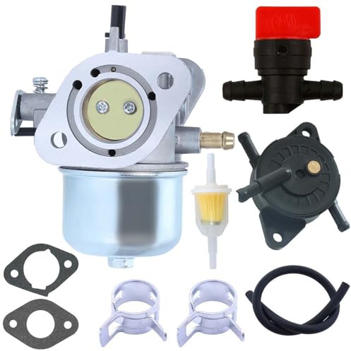 Vergaser für Kawasaki FH430V FS481V FH381V FH541V Motor, ADEFOL Ersatzteile Kit Vergaser + Dichtung + Benzinpumpe + Benzinschlauch + Benzinfilter + Absperrventil Rasenmäher Zubehör